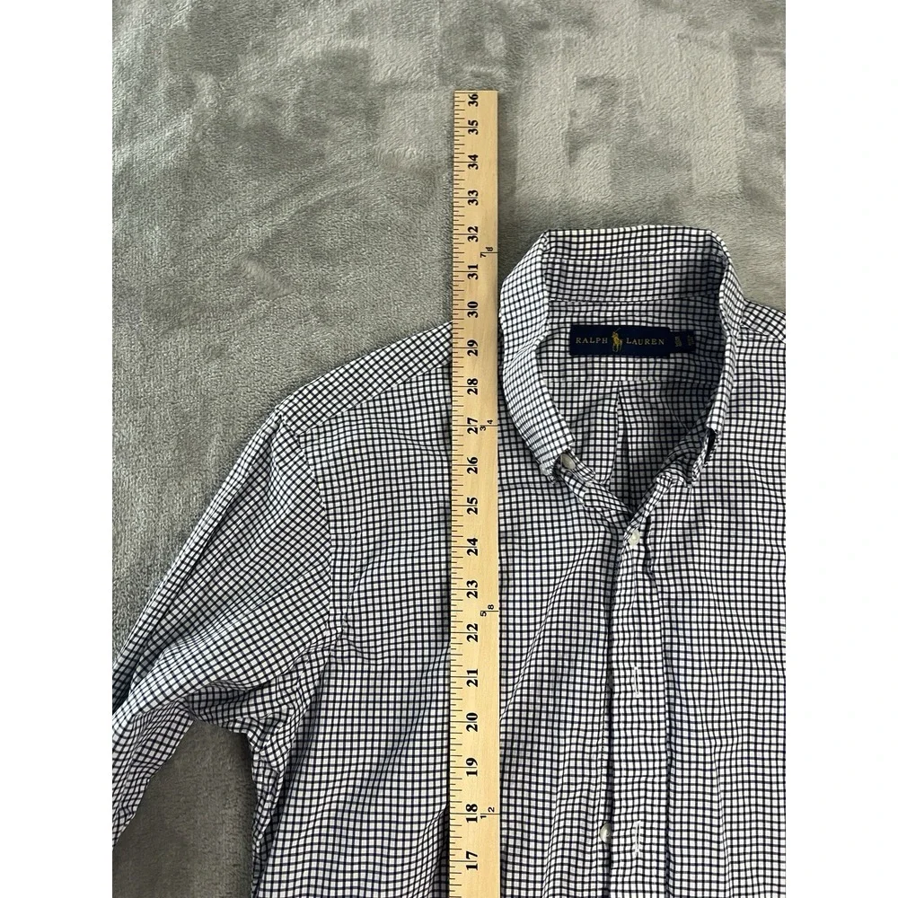 Polo Ralph Lauren Mens Shirt 15 38 Blue White Check Button Up Long Sleeve